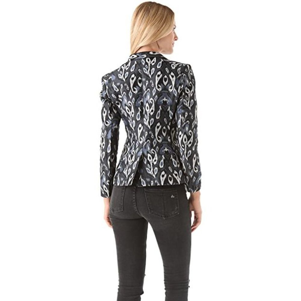 RAG & BONE Silver Ikat Brocade Jacquard Blazer Tuxedo Jacket sz 0 Women's Tux - Picture 12 of 14